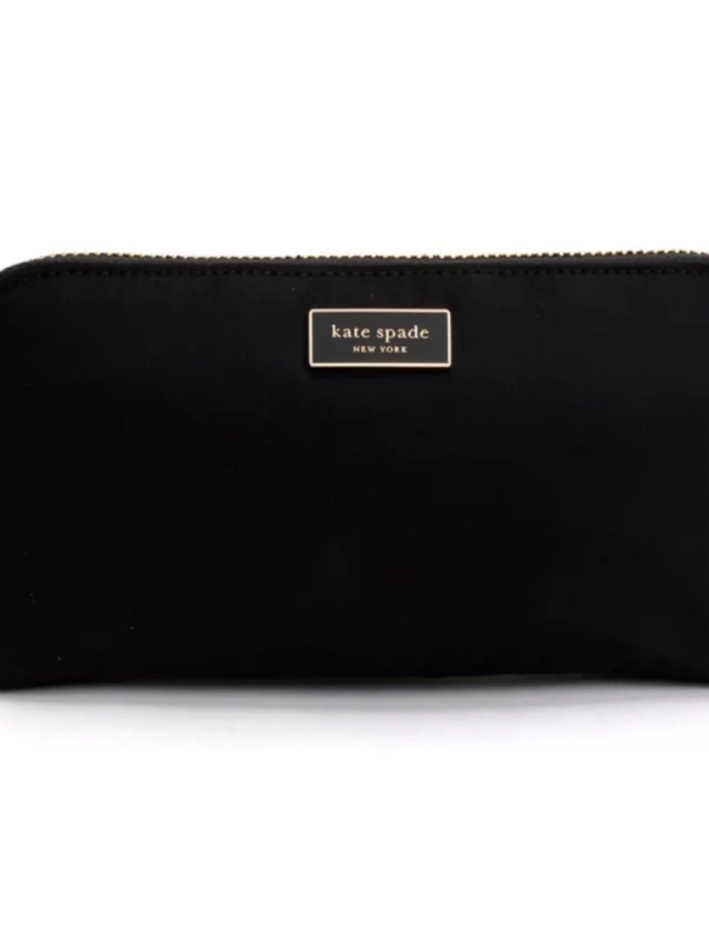 kate spade Black Nylon Zip Pouch with Gold Plaque